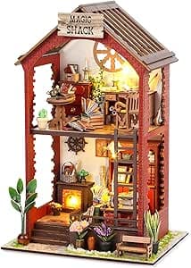 Book Nook Kit - library with LED Bookshelf Decor - DIY miniature house kit displayed on a white background