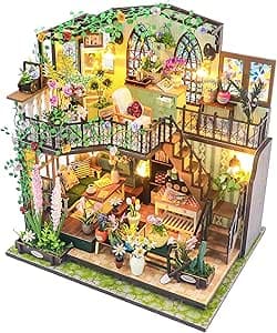 DIY Miniature House Kit - Dollhouse with LED - DIY miniature house kit displayed on a white background