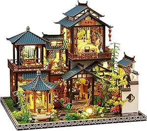 Book Nook Kit - Dollhouse with LED - DIY miniature house kit displayed on a white background