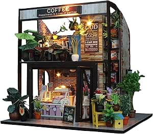 DIY Miniature House Kit - Dollhouse with LED - DIY miniature house kit displayed on a white background