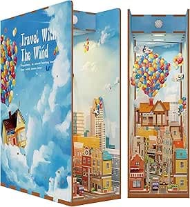 Book Nook Kit - library Bookshelf Decor - DIY miniature house kit displayed on a white background