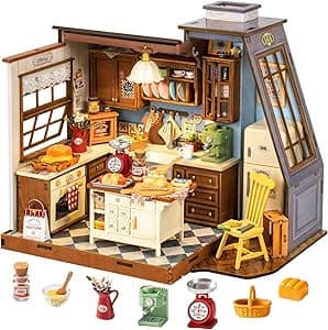 DIY Miniature House Kit - Dollhouse with LED - DIY miniature house kit with LED lights displayed on a white background