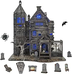 Book Nook Kit - Halloween with LED - DIY miniature house kit displayed on a white background