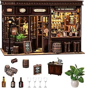 DIY Miniature House Kit - Dollhouse with LED - DIY miniature house kit displayed on a white background