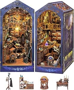 Book Nook Kit - Magic with LED - DIY miniature house kit displayed on a white background