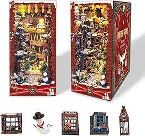 Book Nook Kit - Dollhouse with LED - DIY miniature house kit displayed on a white background