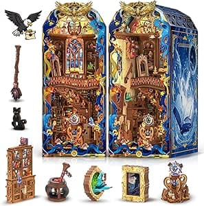 Book Nook Kit - Magic with LED - DIY miniature house kit displayed on a white background