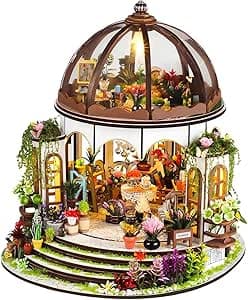 DIY Miniature House Kit - Dollhouse with LED - DIY miniature house kit with LED lights displayed on a white background