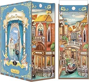 Book Nook Kit - Venetian Dreams with LED - DIY miniature house kit with LED lights displayed on a white background