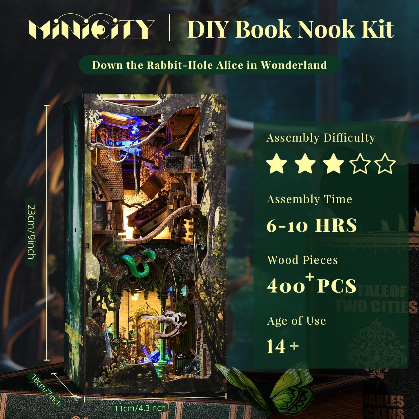 Alice in Wonderland Down The Rabbit DIY Book Nook Kit - Book Nook Kit