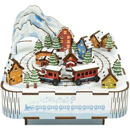 Christmas House Train Music Box DIY Dollhouse Kit