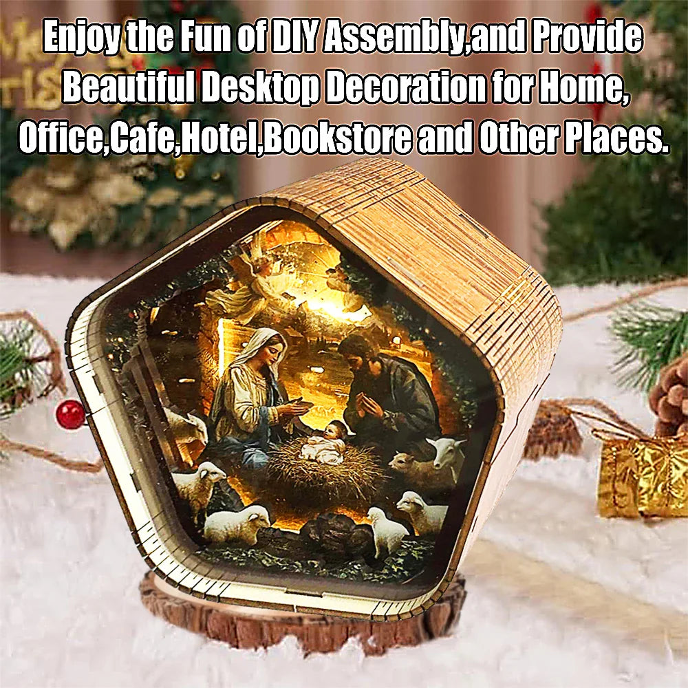 DIY Wooden Nativity Scene Night Light – Touch-Activated LED Decor Lamp  