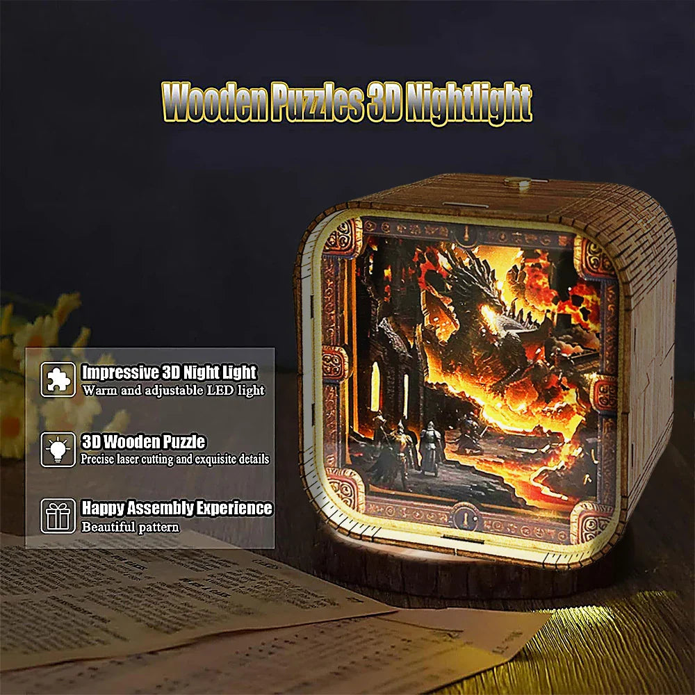 Fire Dragon 3D Night Light DIY Kit for Adults  