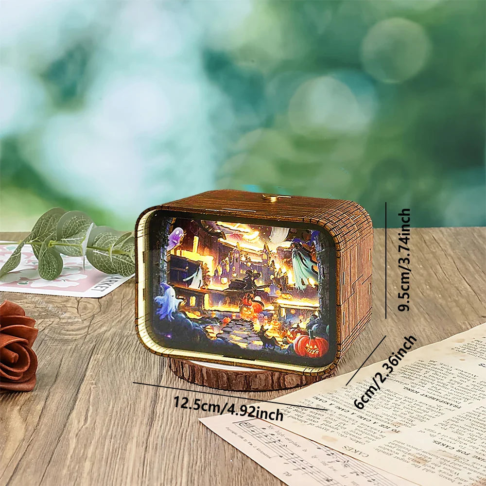 Haunted Castle 3D Wooden DIY Night Light Kit – Halloween Edition  