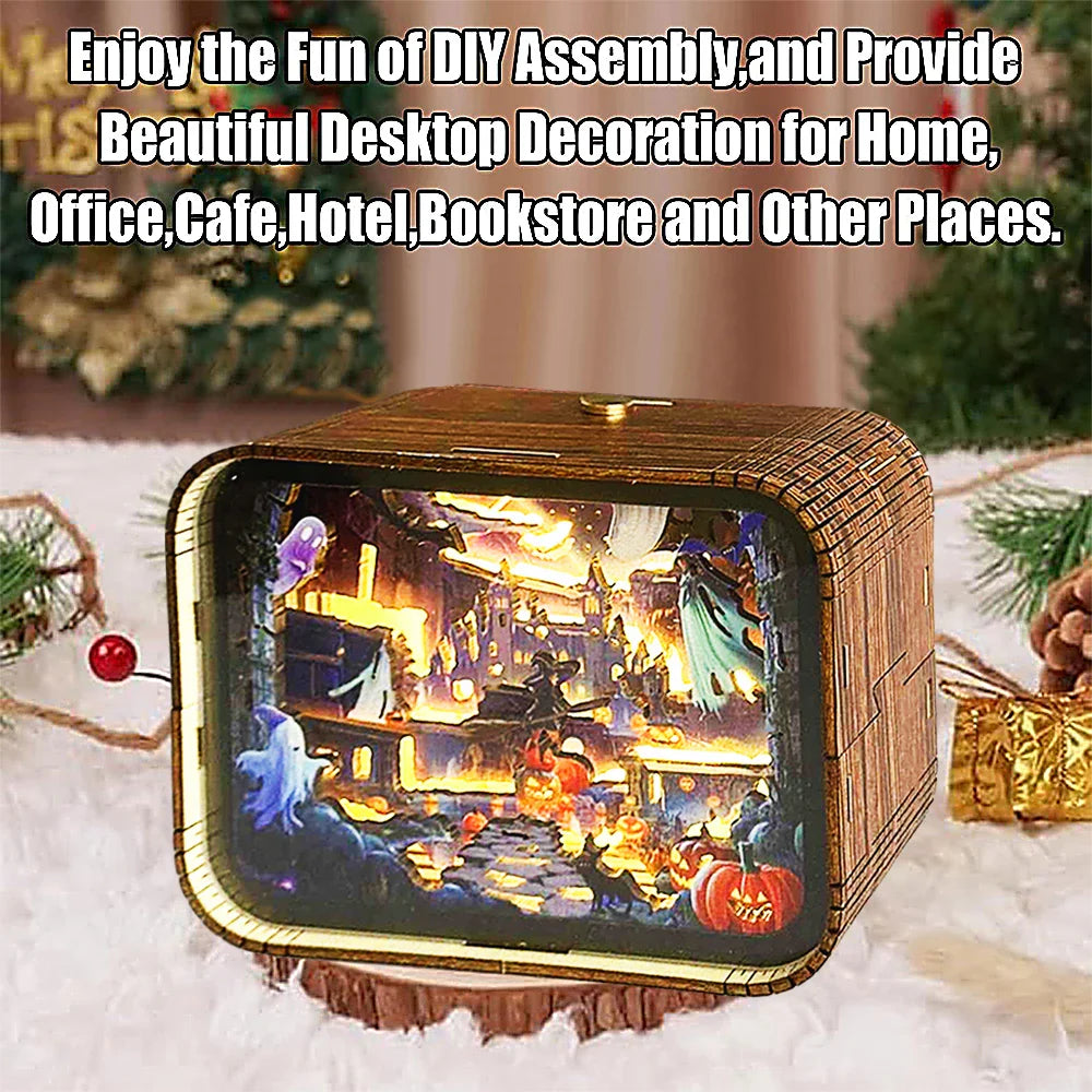 Haunted Castle 3D Wooden DIY Night Light Kit – Halloween Edition  