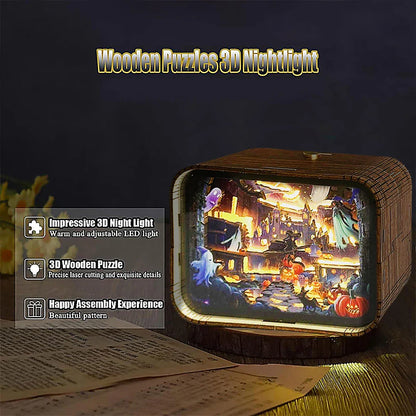 Haunted Castle 3D Wooden DIY Night Light Kit – Halloween Edition  