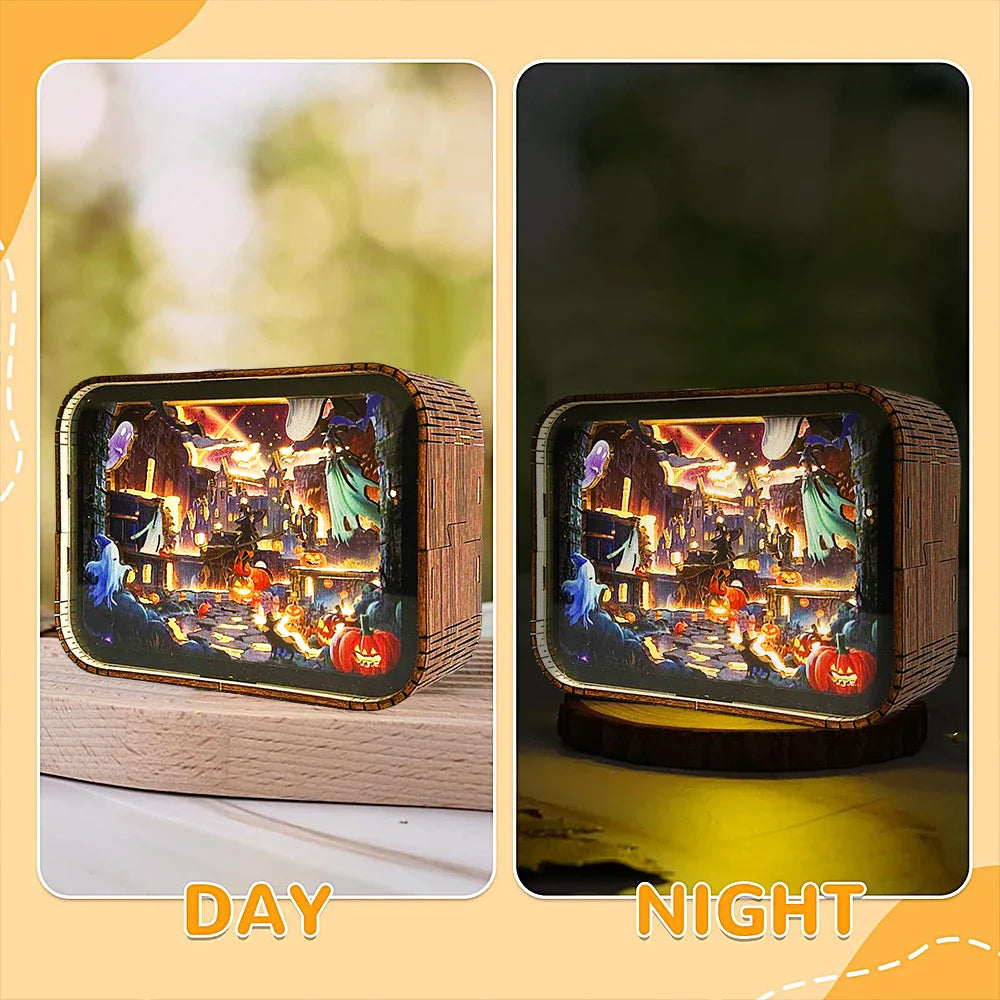 Haunted Castle 3D Wooden DIY Night Light Kit – Halloween Edition  