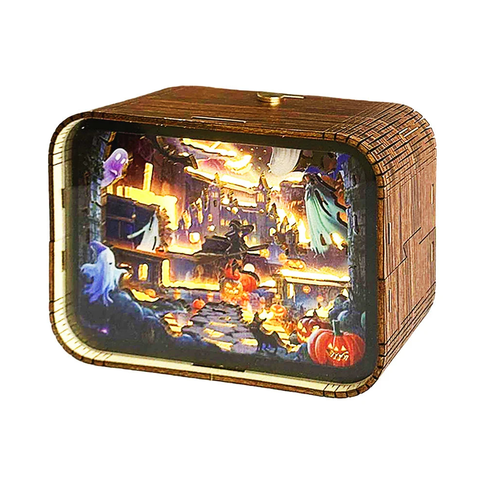 Haunted Castle 3D Wooden DIY Night Light Kit – Halloween Edition  