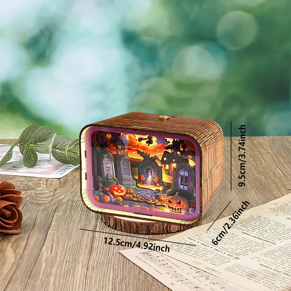 Hauntingly Beautiful Wooden 3D Halloween Night Light  