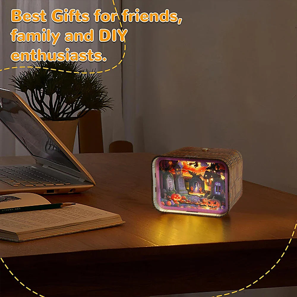 Hauntingly Beautiful Wooden 3D Halloween Night Light  