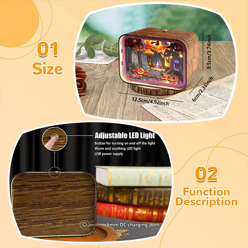 Hauntingly Beautiful Wooden 3D Halloween Night Light  