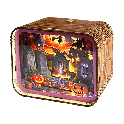 Hauntingly Beautiful Wooden 3D Halloween Night Light  