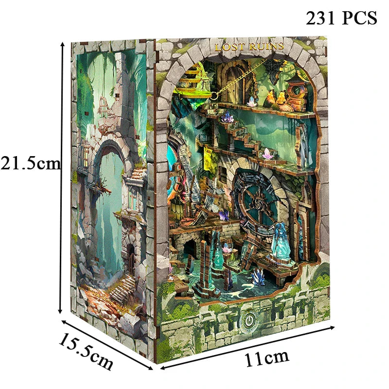 Lost Ruins DIY Fantasy Book Nook with LED Crystals  
