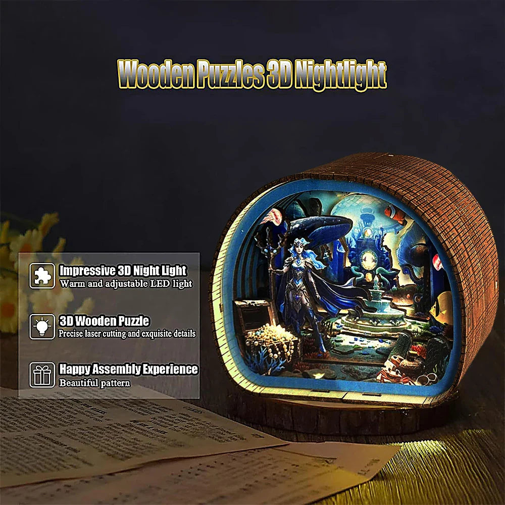 Magical Underwater World DIY Night Light Kit – 3D Wooden Puzzle  