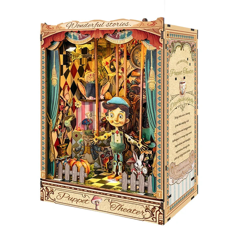 Pinocchio Puppet Theater DIY Book Nook Kit with LED Lights  