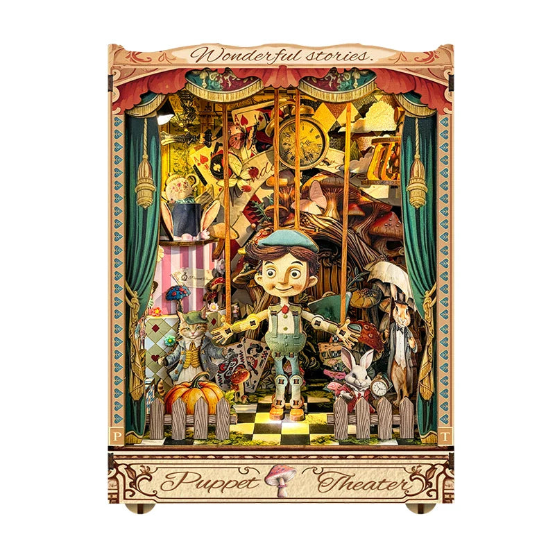 Pinocchio Puppet Theater DIY Book Nook Kit with LED Lights  