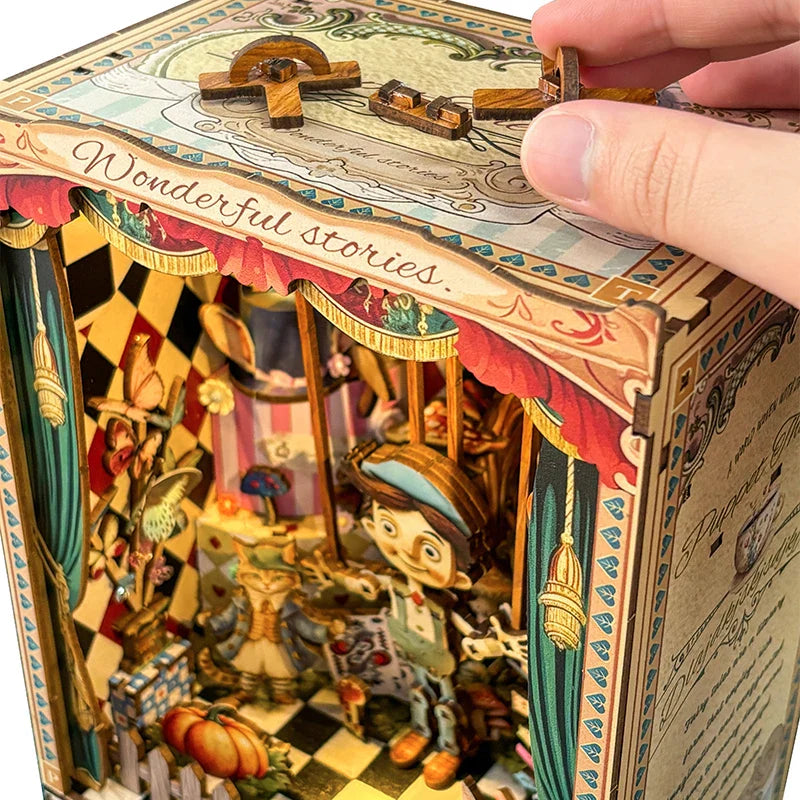 Pinocchio Puppet Theater DIY Book Nook Kit with LED Lights  