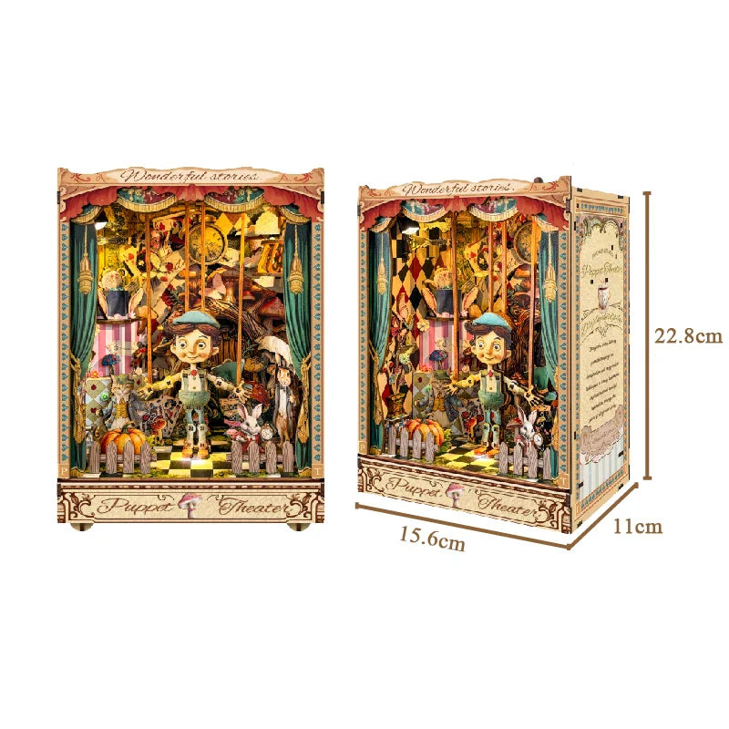 Pinocchio Puppet Theater DIY Book Nook Kit with LED Lights  