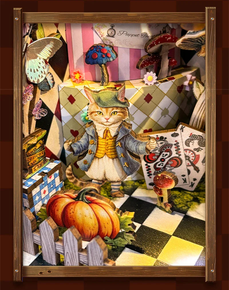 Pinocchio Puppet Theater DIY Book Nook Kit with LED Lights  