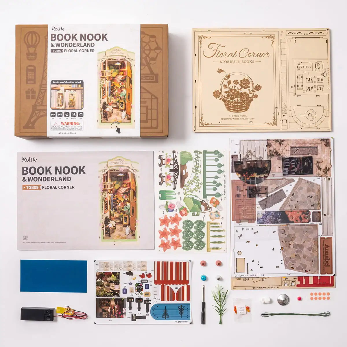 Robotime Rolife Floral Corner Book Nook Kit - Book Nook Kit