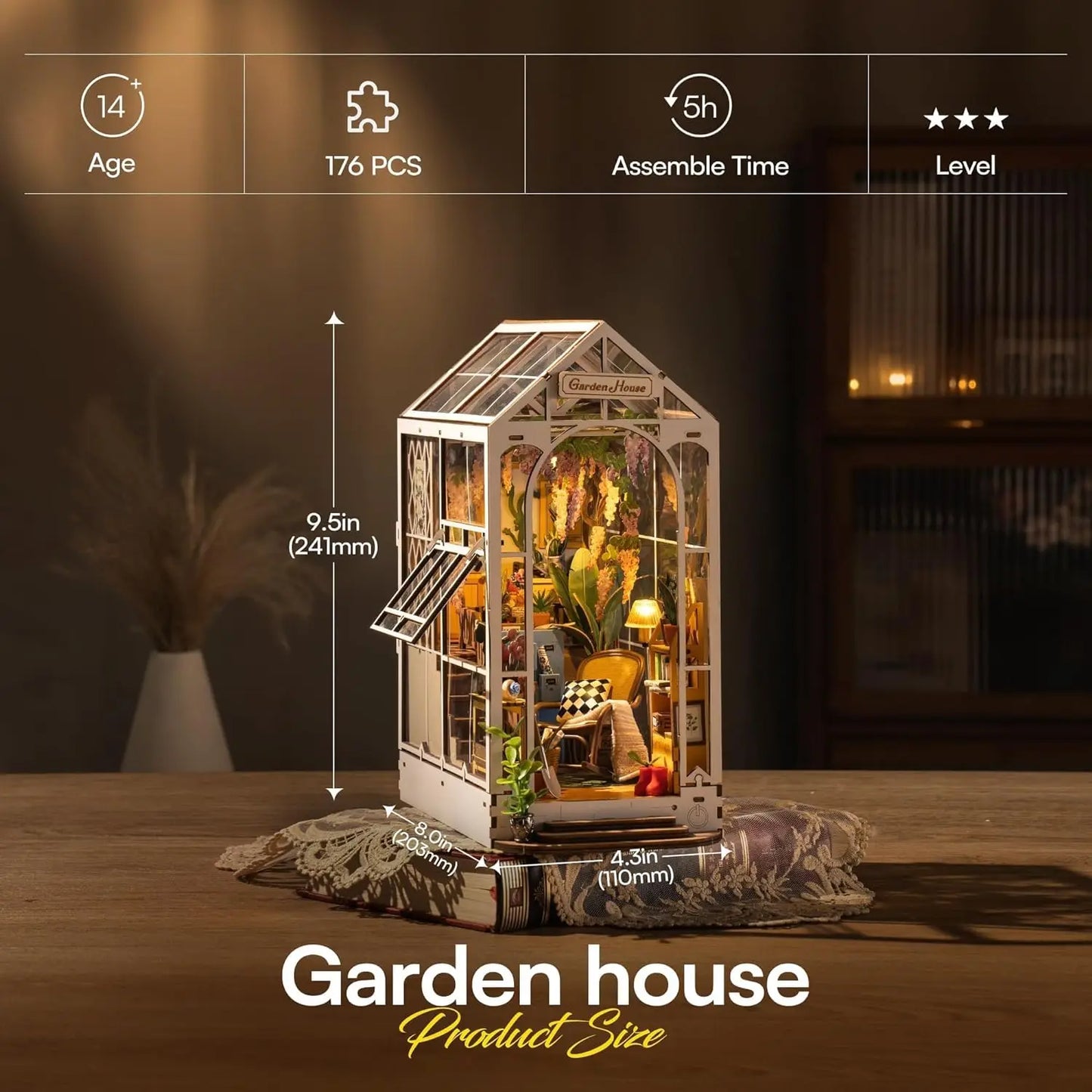 Robotime Rolife Gardenhouse DIY Book Nook Kit - Book Nook Kit