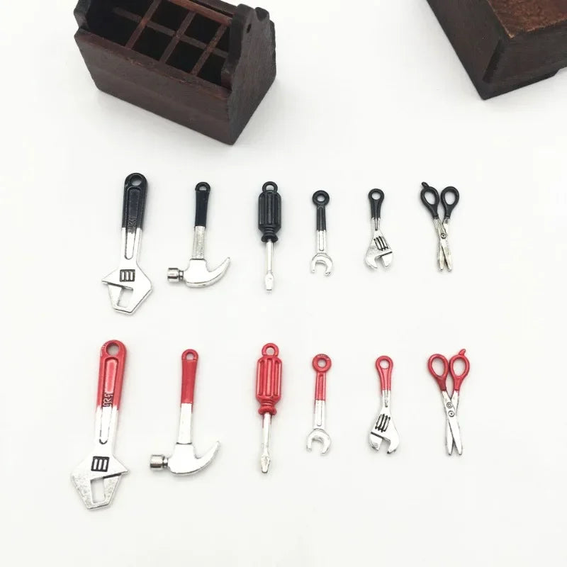 Mini Toolbox with Tools – 1:12 Scale Dollhouse Repair Set   