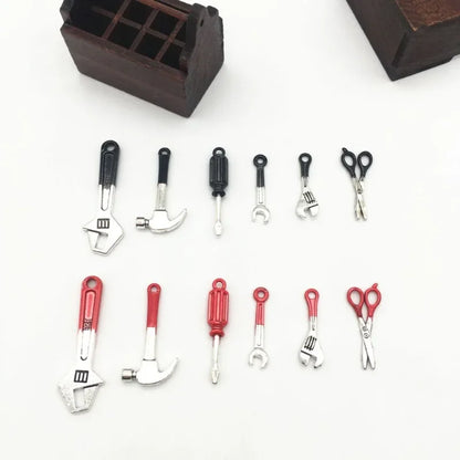 Mini Toolbox with Tools – 1:12 Scale Dollhouse Repair Set   