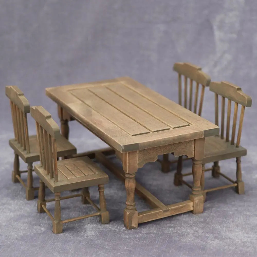 Mini Wooden Dining Set – 1:12 Scale Dollhouse Furniture   