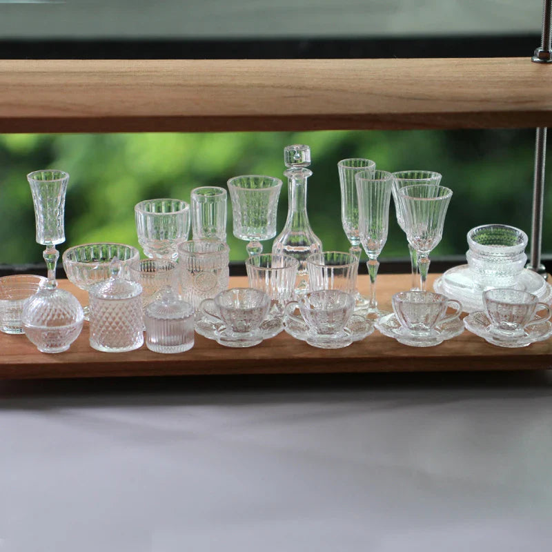 1:6 Miniature Dollhouse Glassware Set – Decanters & Cups   