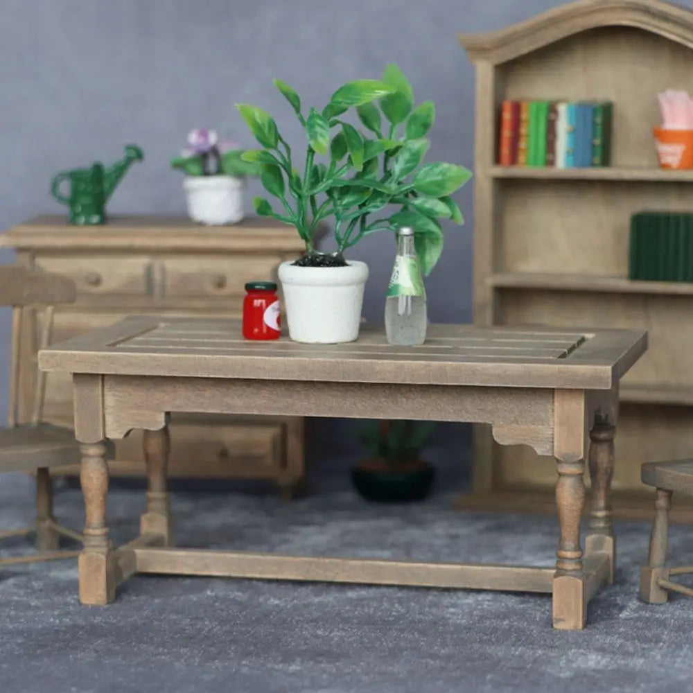 Mini Wooden Dining Set – 1:12 Scale Dollhouse Furniture   