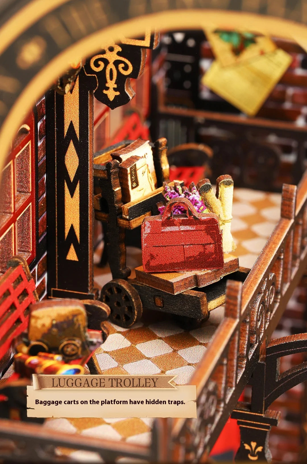 Diy Wooden Book Nook Shelf Insert Kit Miniature Model The Zero Platform Train Bookend Doll House Decor For Birthday Gifts