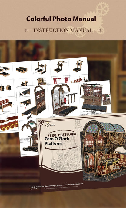 Diy Wooden Book Nook Shelf Insert Kit Miniature Model The Zero Platform Train Bookend Doll House Decor For Birthday Gifts