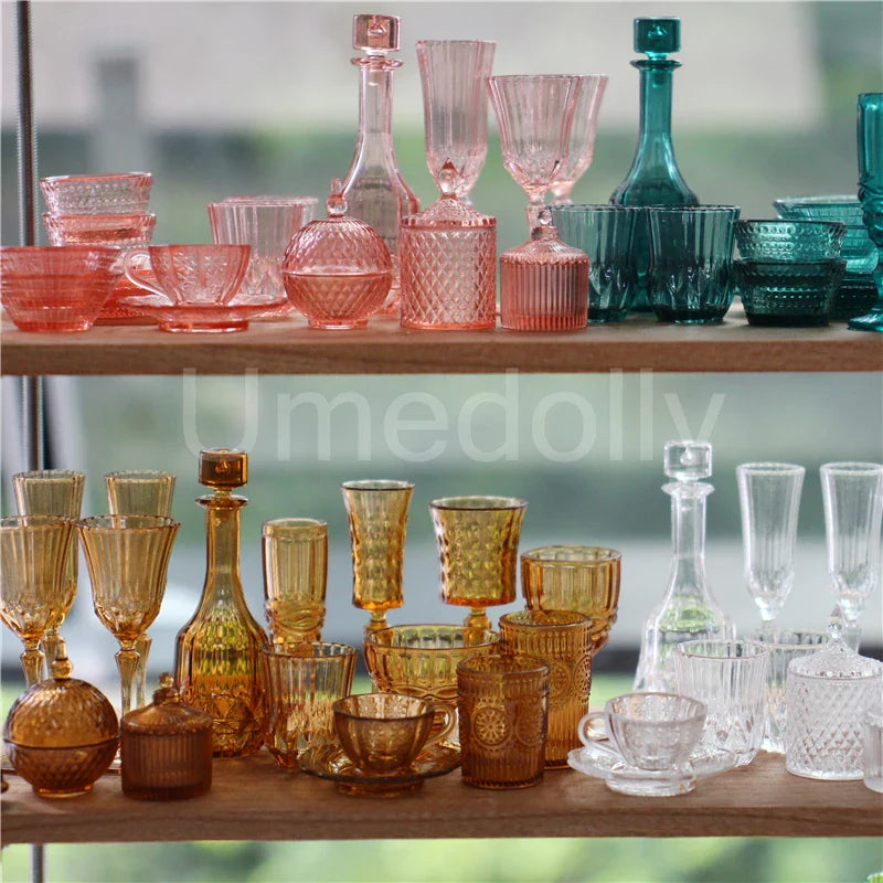1:6 Miniature Dollhouse Glassware Set – Decanters & Cups   