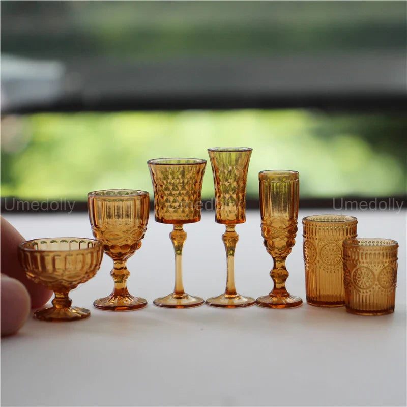 1:6 Miniature Dollhouse Glassware Set – Decanters & Cups   