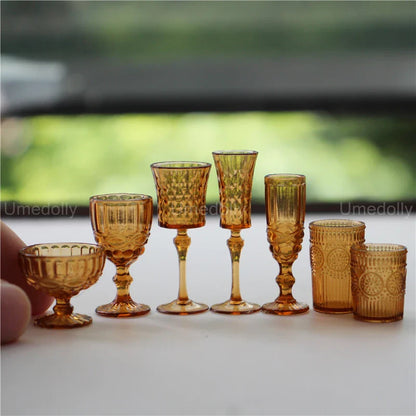 1:6 Miniature Dollhouse Glassware Set – Decanters & Cups   