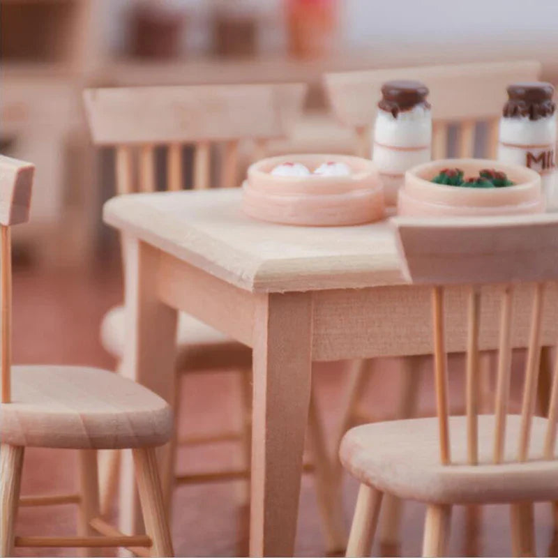 Miniature Wooden Dining Table & Chairs   