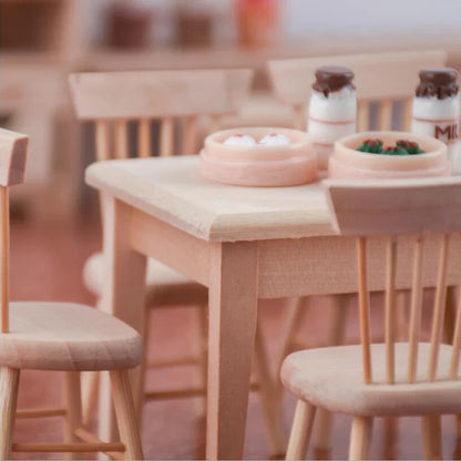 Miniature Wooden Dining Table & Chairs   