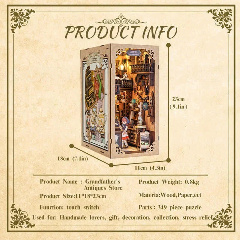 CUTEBEE Grandfather's Antique Store DIY Book Nook Kit