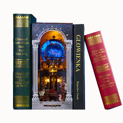 DIY Wooden Book Nook The Secret Scroll Of The Galaxy Figurines Miniatures Bookend Handmade Bookshelf Gifts Home Decor Crafts  